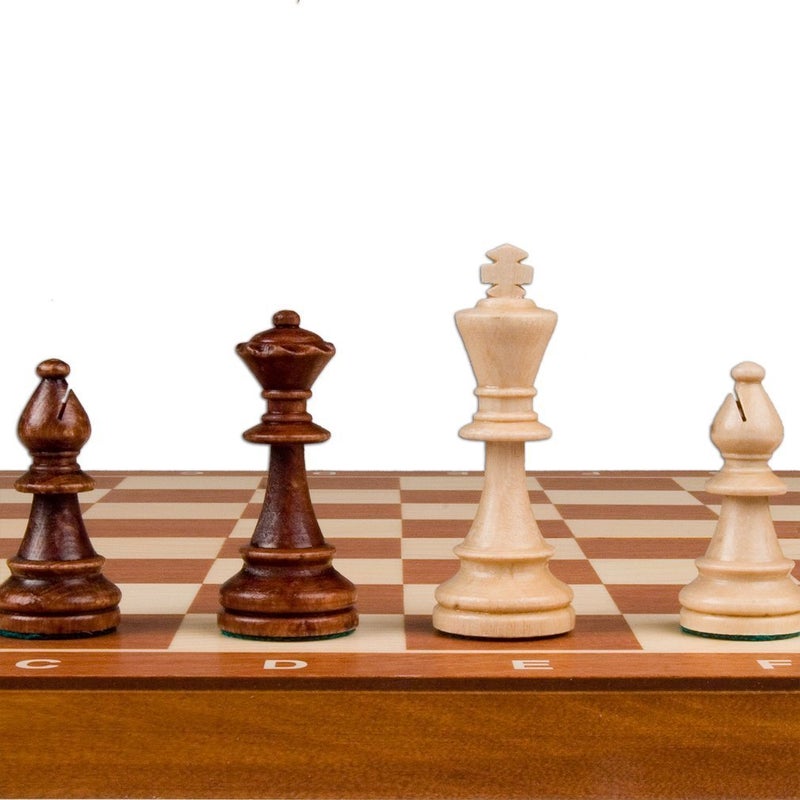Wegiel Handmade European Professional Tournament Chess Set - Wooden 21 Inch Folding Board with Felt Base & Hand Carved Chess Pieces - Compartment Inside The Board to Store Each Piece - Image 2
